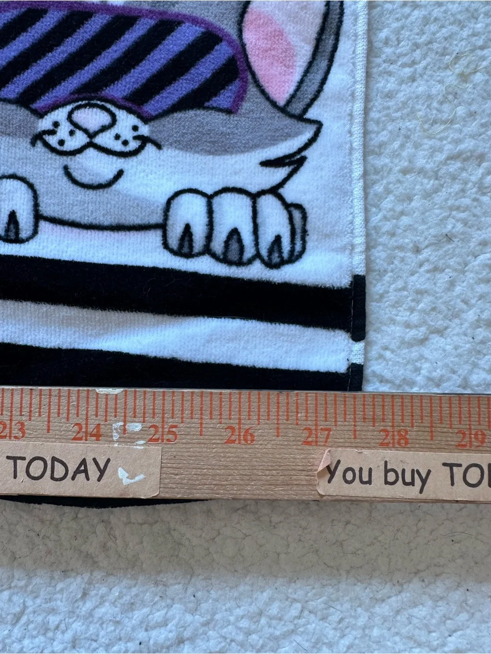 Kassafina Cute Cat Sleep Mask Print Bath Towel - Pink & Gray 53X 27